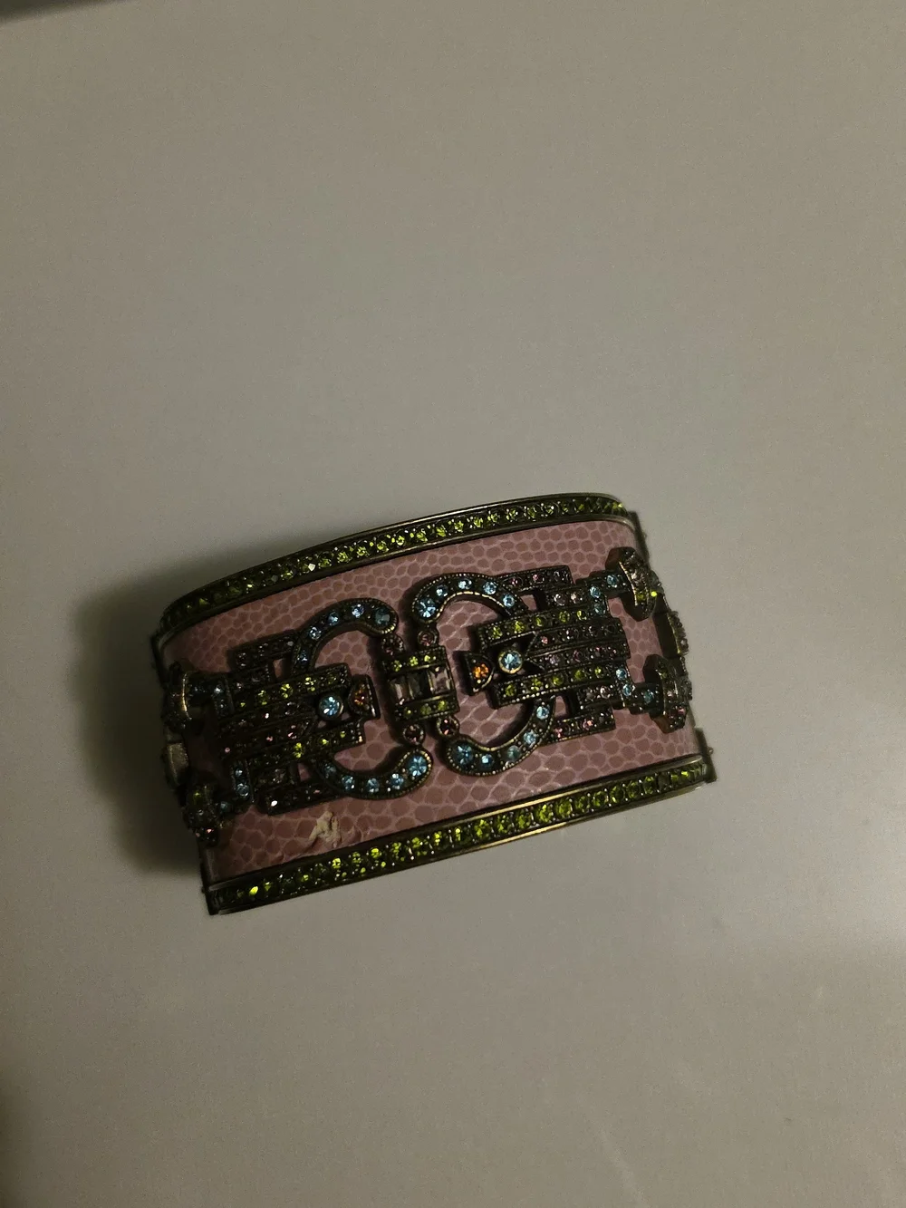 The Heidi Daus Crystal Art Deco Bangle Cuff Bracelet in multicolor